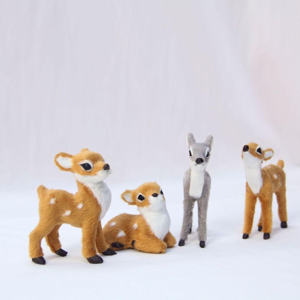 Grey Brown Imitation Sika Deer Mini Style Animal Model Figurine Fairy Garden Miniatures  Home Decor