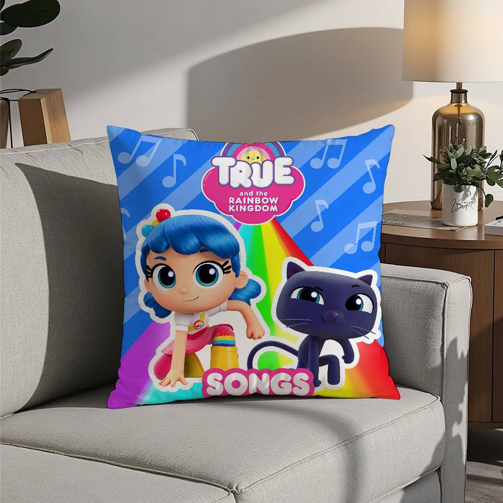 Husa de pernă T-True And The R-Rainbow Kingdom Pătrat Imprimată pe Ambele Părți Husa Pernă pentru Canapea Decor Cameră de Pat Acasă Cadou
