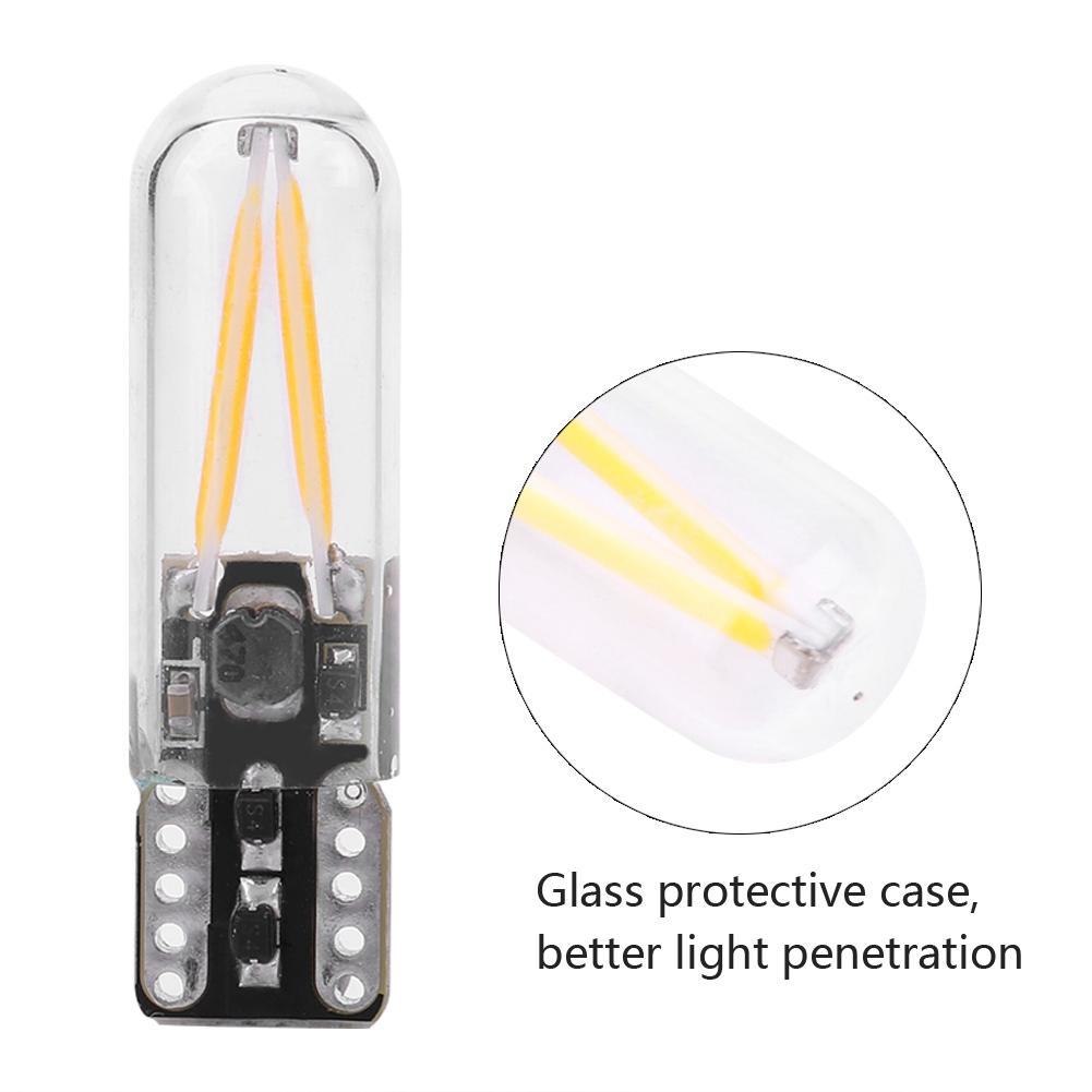 Pair of 8-28V W5W T10 Glass COB Filament LED Car Reading DRL Turn Signal LED Bulb White Light