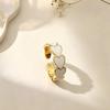 Multicolor Gold-Plated Open Adjustable Heart Ring - Luxury Finger Jewelry