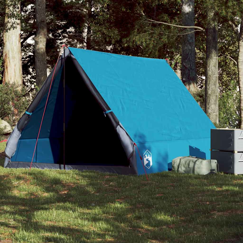 Camping Wedge Tent 2 Persons Blue Waterproof