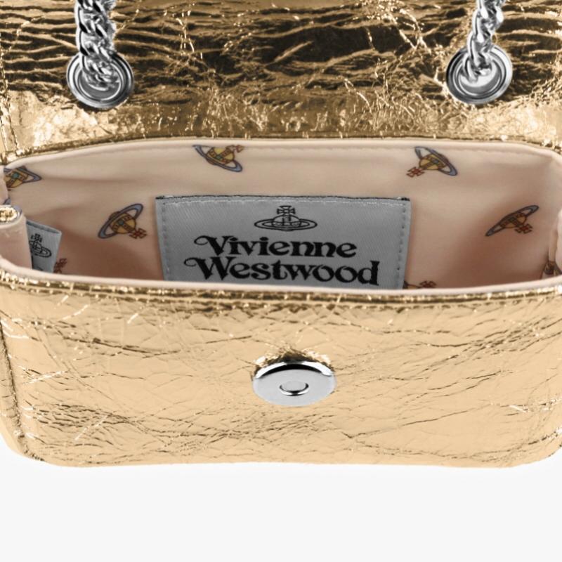 Vivienne Westwood Metallisk Rynkad Liten Handledskedja Axelremsväska 5c01000bw L00a7 R401