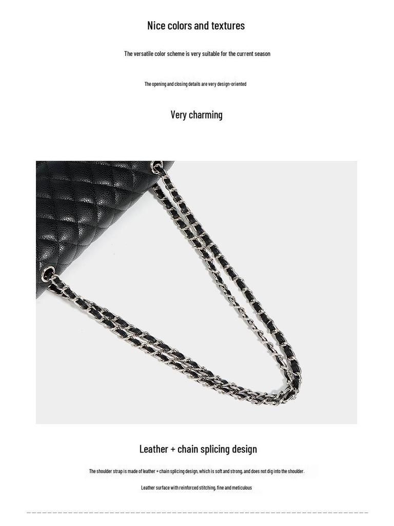 Genuine Leather Quilted Chain Crossbody Bag - Elegant Small Square Shoulder Bag