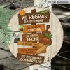 2D Flat, 1pc Vintage Round Metal Aluminum Sign, Portuguese "As Regras Da Cozinha" - 7.87x7.87 Inches Funny Kitchen Rules Design, Retro Rustic Wall