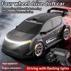 1:24 4WD Drift RC Car with LED Lights, Replaceable Tires, 2.4G Remote Control, 2 Speed Modes, Rechargeable Toy for Kids & Adults