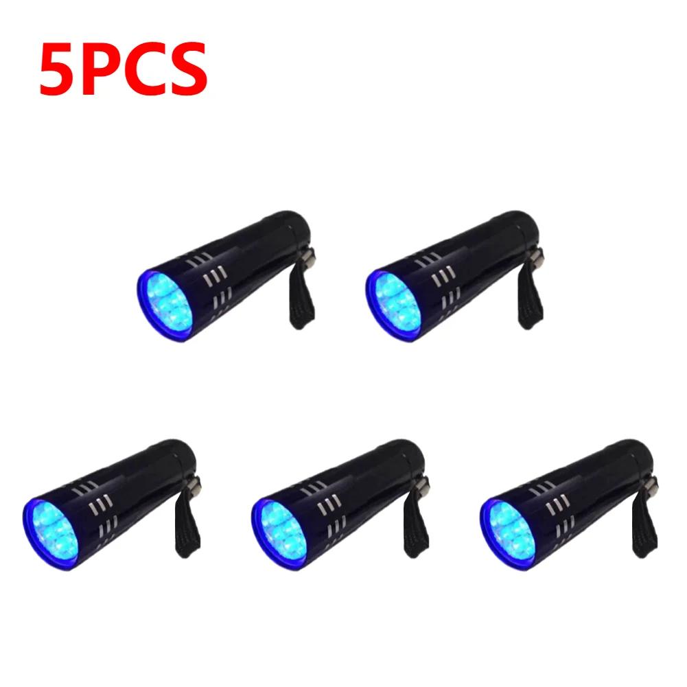 9LED Pocket UV Torches Aluminum Mini 4.5V Banknote Detection Lamp Waterproof Battery Powered Lightweight Lighting Tool Home Use