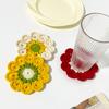 Handmade Crochet Flower Coaster Heat-Resistant Cup Mat for Mugs Glasses Soft Non-Slip Absorbent Table Protector Mat Cute Kitchen Desk Decor