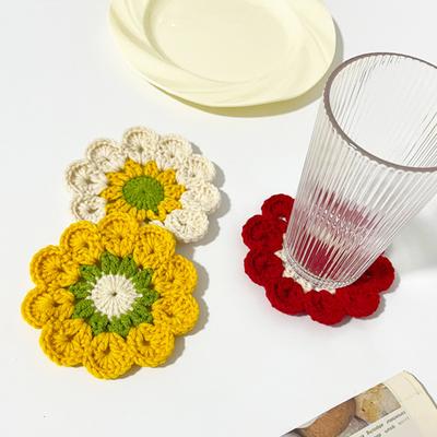 Sottobicchiere Fiore all'Uncinetto Fatto a Mano Sottobicchiere Resistente al Calore per Tazze Bicchieri Morbido Antiscivolo Assorbente Tappetino Protettore Tavolo Carina Decorazione Cucina Scrivania