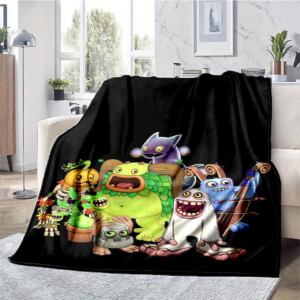 My Singing Monsters Spielplatz-Thema Bedruckte Decke - Perfekt für Sofa, Bett, Reisen & Außenbereich | Maschinenwaschbar, Gemütlich & Langlebig.