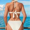 Solid Color Halter Strap Tube Top Sexy Bikini Split Swimsuit