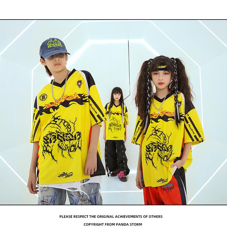 Kids' Hip Hop Street Dance Performance Outfit - Jazz Dance Fashion Show Drum Set Vest and T-shirt for Boys and Girls