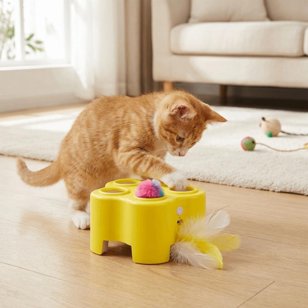 Funny Electric Cat Toy Simulation Feather Cat Chase Game Toy Cat Whack-a-mole Toy Indoor Playing