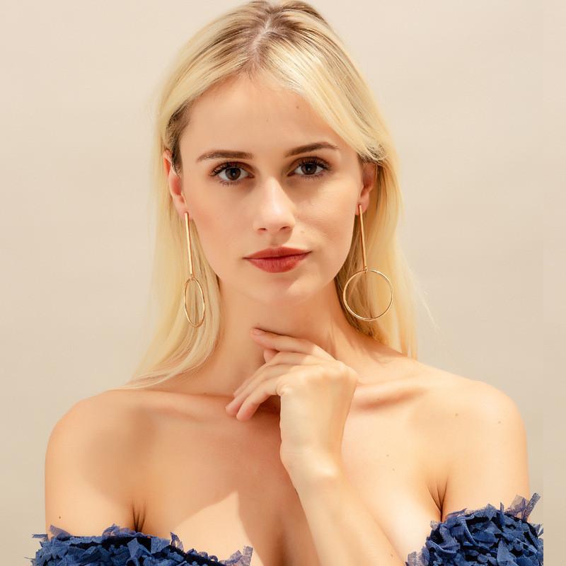 And Gold Silver Geometric Hoop Earrings Fashionable Minimalist Alloy Jewelry Women For