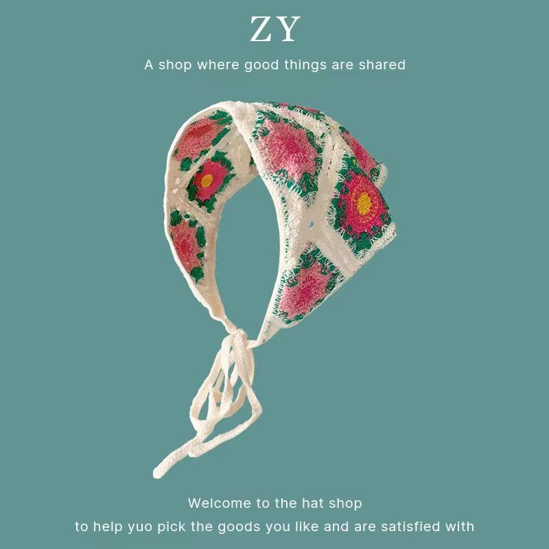 Spicy Girl Celebrity Knit Triangle Headscarf – Cute French Silk Hairband Accessory