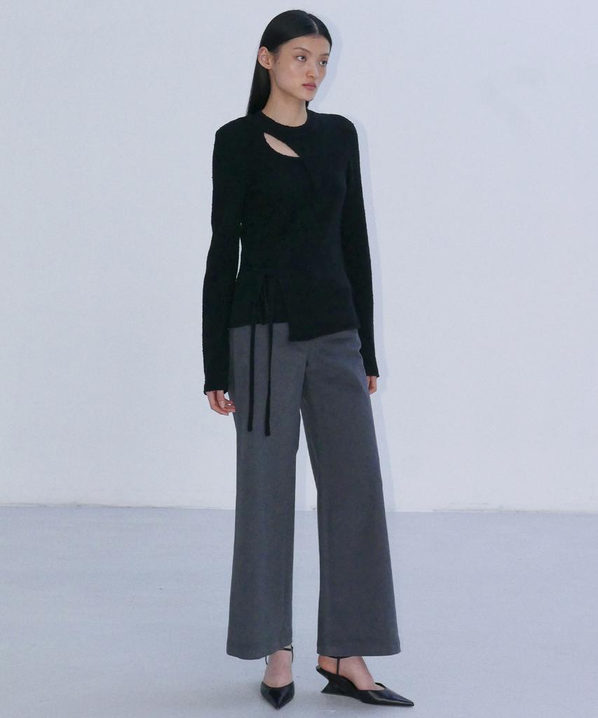 Enor Bizo Detail Flare Pants - Gray