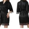 Sexy lace trim pure color home sleeping robe bathrobe women's pajamas
