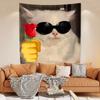 Kawaii Animal Meme Tapestry Funny Cat Home Decoration Aesthetics Wall Hanging Covering Bedroom Dormitory Background Cloth