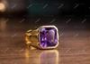 Purple Amethyst Mens Signet Ring, 14k Gold Vermeil Ring, 925 Sterling Silver Handmade Square Gemstone Bezel Jewelry For Her