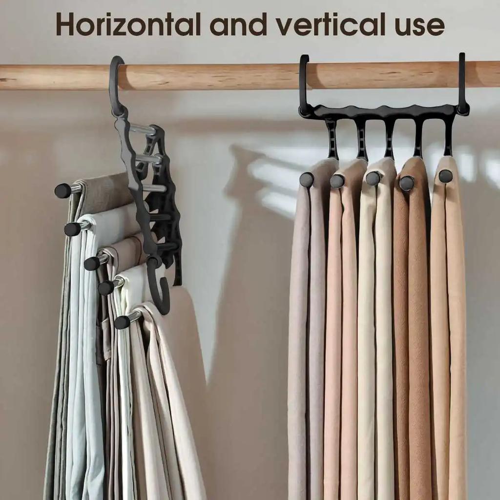 1PC Magic Trouser Rack Hangers Stainless Steel Folding Pant Rack Tie Hanger Shelves Bedroom Closet Organizer Wardrobe Storage