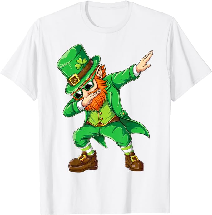 Dabbing Leprechaun Funny Gifts Men Kids Boys St Patricks Day T-Shirt Fashion Dab Dance Graphic Tee Tops Family Matching Clothes