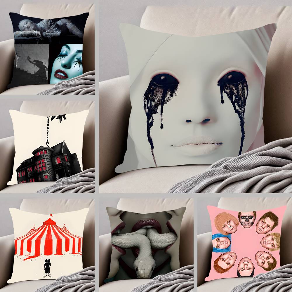 A-AHS American Horror Story TV Movie Pillow Case Pattern Printed Pillowcase for Living Room Sofa Cushion Cover & Bedroom Decor
