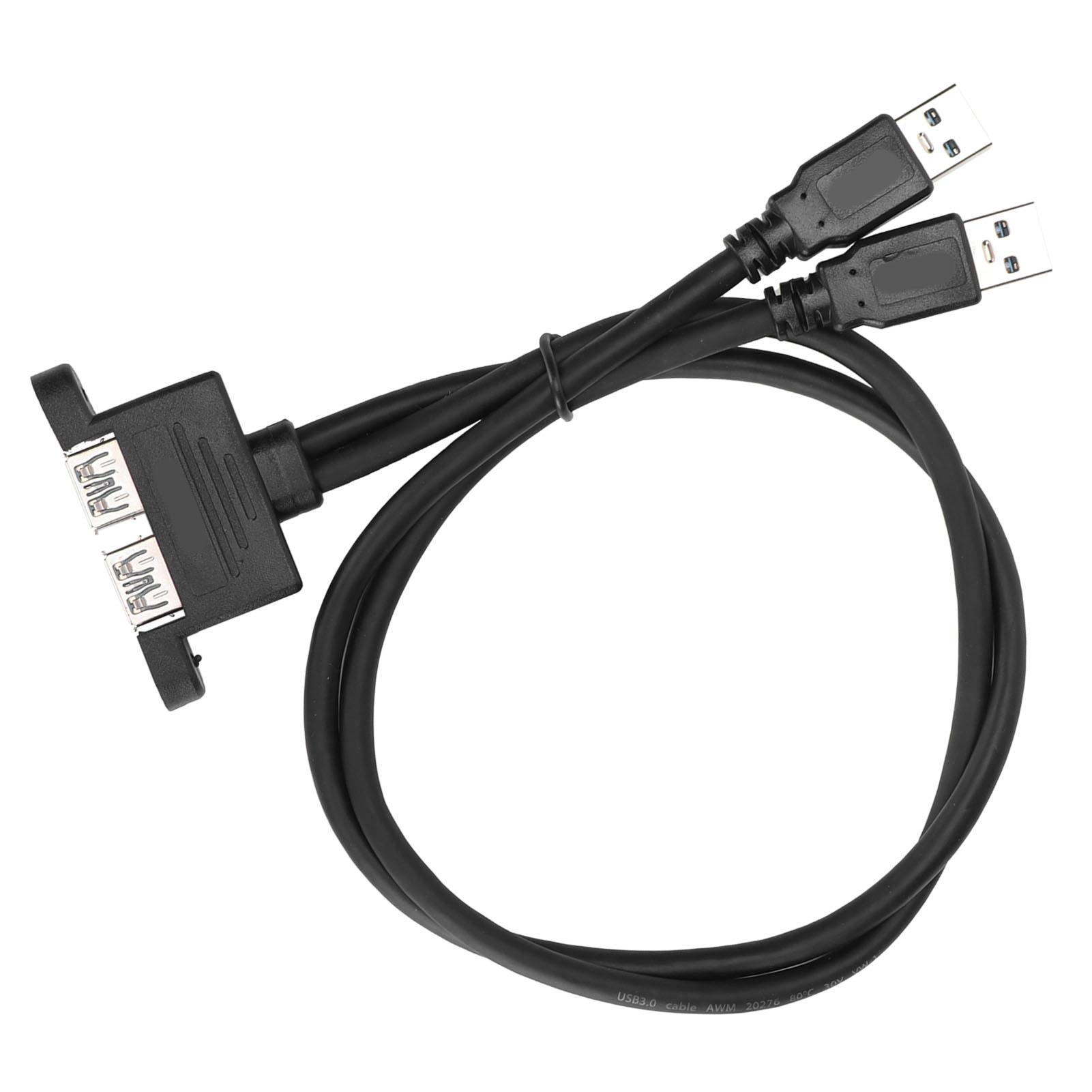 USB Extension Cable Double Port External Baffle Conversion Line with Ear Screw Hole