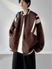 Men's Retro Wool Color Block Baseball Jacket - Trendy, High-End, Versatile Coat for Spring and Autumn.