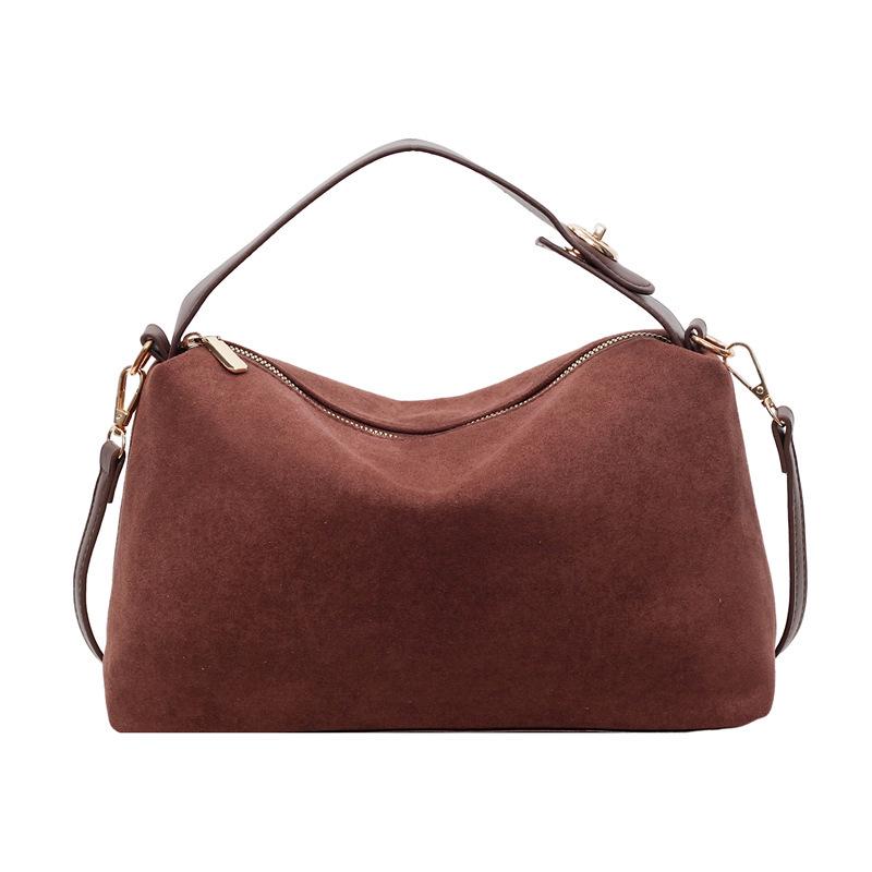 

New 2025 Women s Retro Boston Bag - Trendy Large Capacity Shoulder & Underarm Bag for Versatile Commuting кавовий