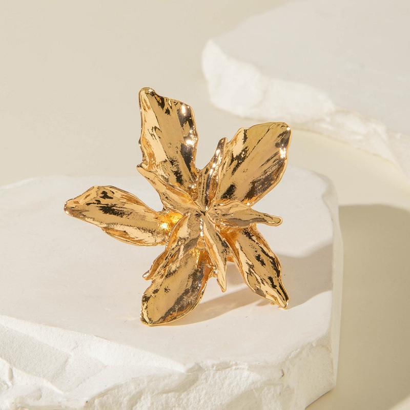 Jewelry Alloy Hollow Sun Pearl Ring, Geometric Irregular Flower Leaf Ring Set