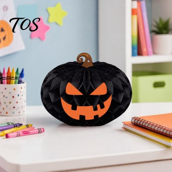 Festive Paper Decor Halloween Honeycomb Ornament, Pumpkin Spider Hanging Seasonal Holiday Decoration for Home Office Classroom Party Supplies