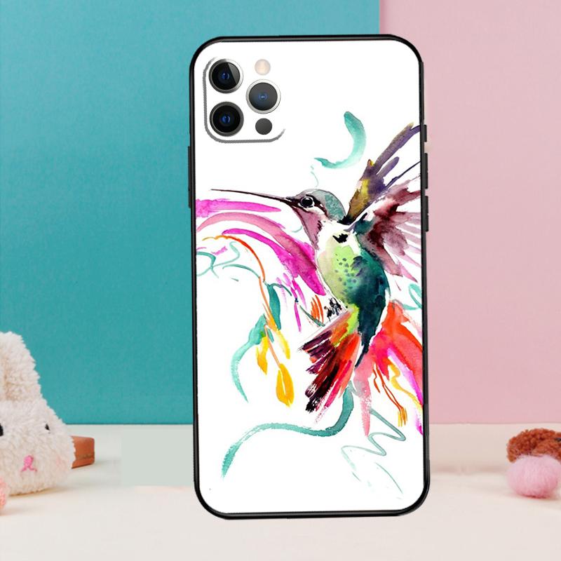Hummingbird and Flowers Phone Case For iPhone 17 Air 16 15 14 12 11 13 Pro Max 12 13 mini 15 16 Plus 16e Cover Coque
