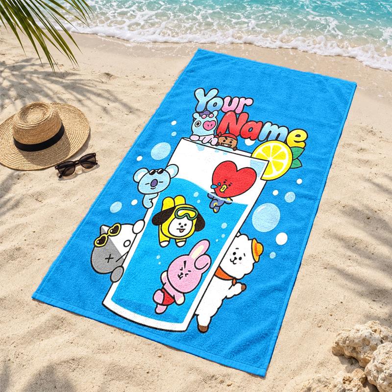 BT21 Custom Name Beach Towels Also Serve As Bath Towels Summer Essential a Musthave for the Outdoors the Beach and the Pool