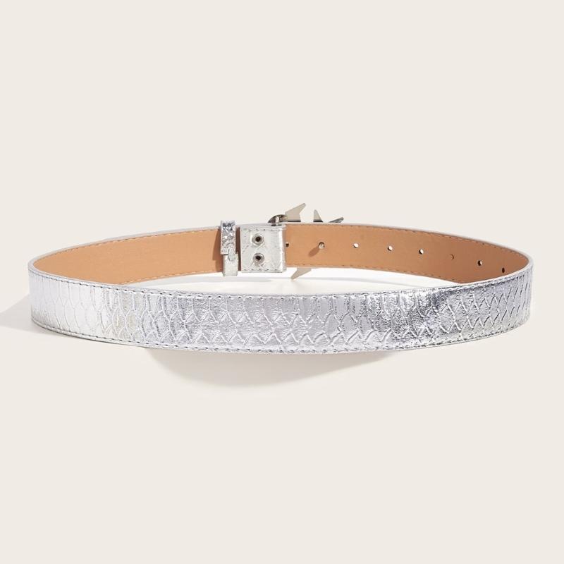 Punk PU Waist Belt for Jean Rock and Roll Hip Hop Studded Belt Waistband Glinting Buckle with Encrusted Rhinestones