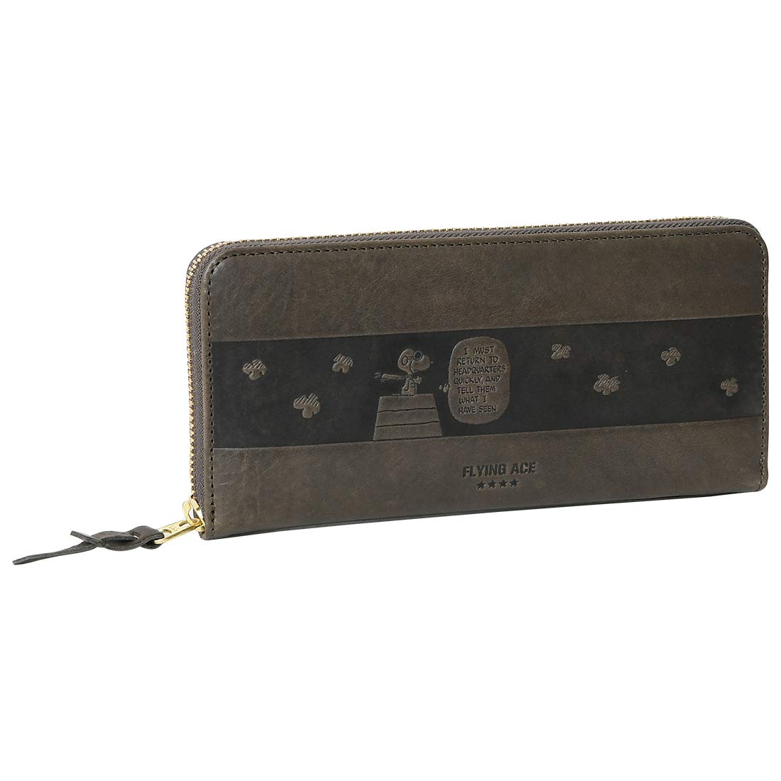 

SNOOPY PEANUTS 73007 Embossed Long Wallet Round Zipper Gray [Snoopy] Women s