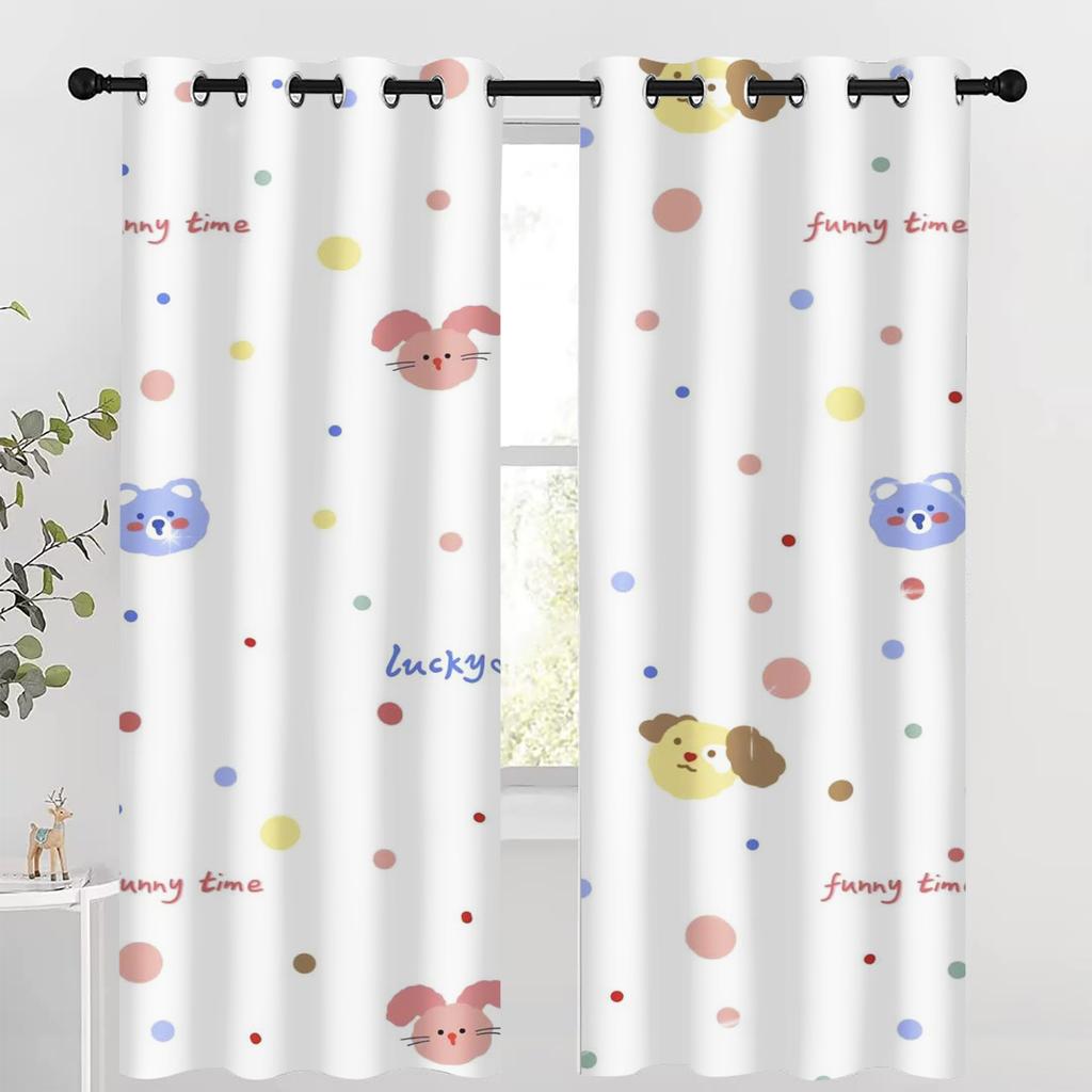 Cute Cartoon Pattern Blackout Curtains Suitable For Children'S Bedrooms, Perfect For Boys And Girls With A Childlike Innocence.
