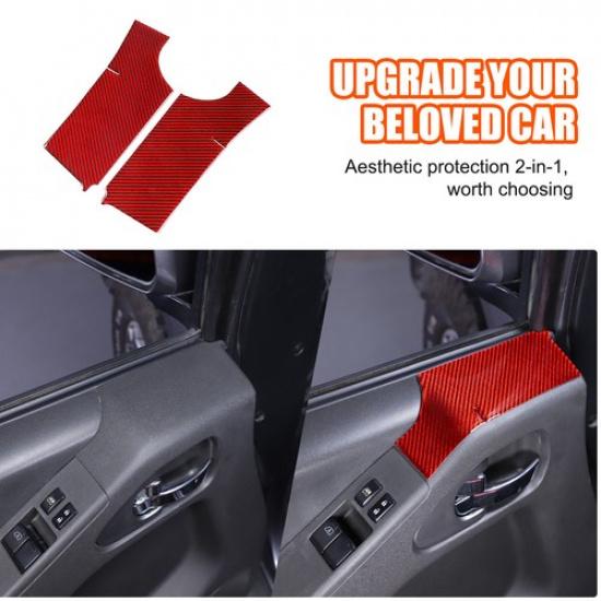 Red Carbon Fiber Door Window Upper Trim Sticker For Nissan Frontier 2005-21