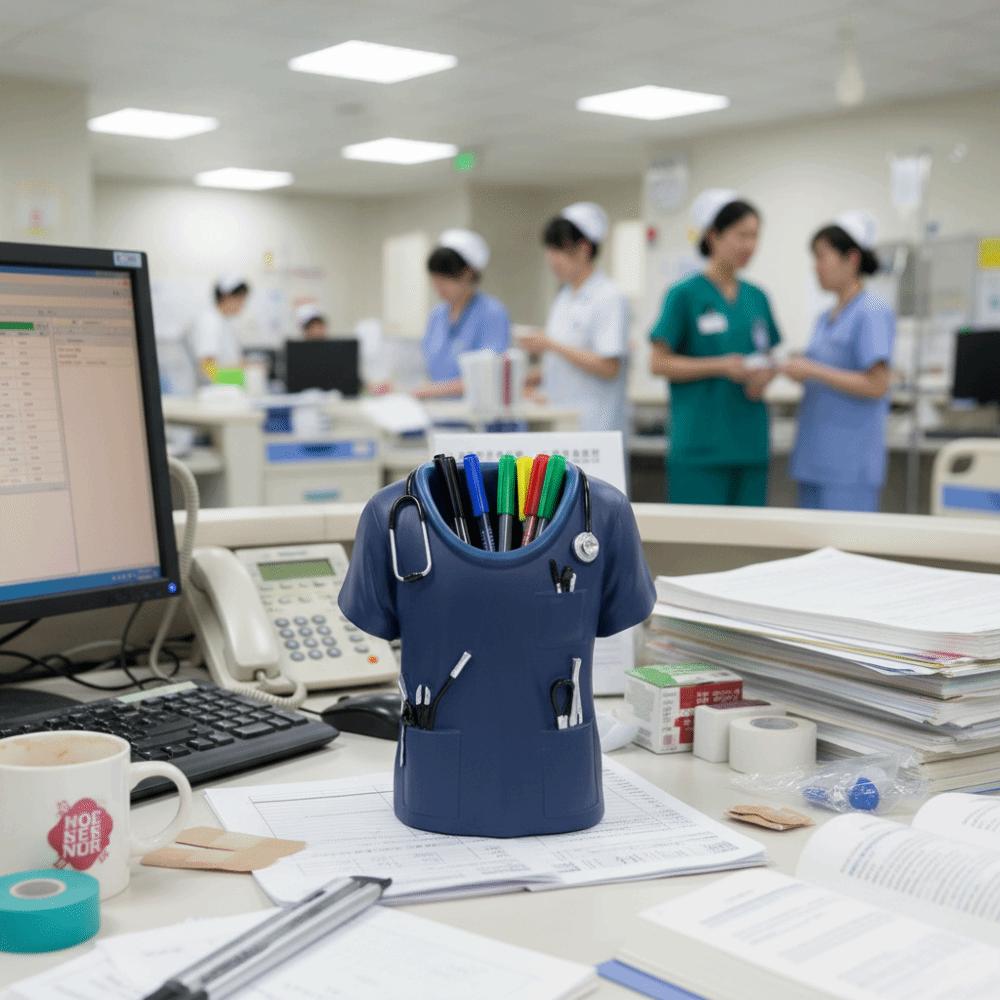 Creative Doctor's Coat-Shaped Pen Holder Practical With Stethoscope Decoration Doctor White Coat Pencil Holder