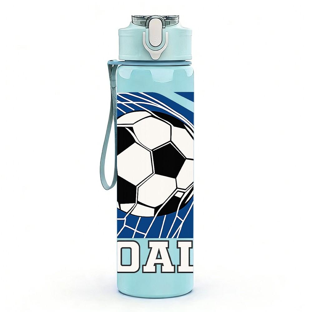 1PC Soccer Goal Football 750ml Color Plastic Sports Water Bottle Leakproof Flip Straw Lid Suitable for Sports Office Home Use