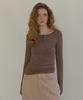 T-shirt à manches longues Henley rayé LONQUE (marron)