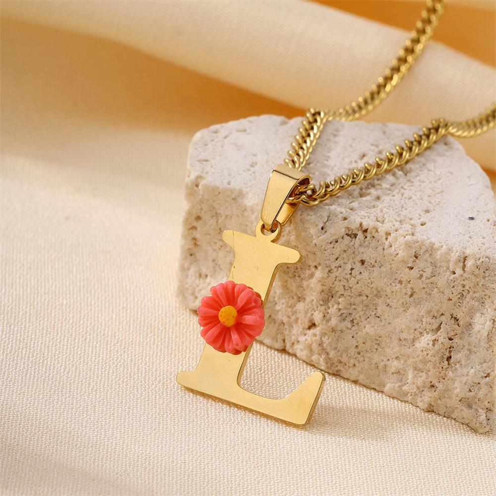 Atoztide Color Flower Initial Letter Pendant Necklace for Women Chunky Alphabet Name Drop Choker Chain Jewelry Mothers Day Gift