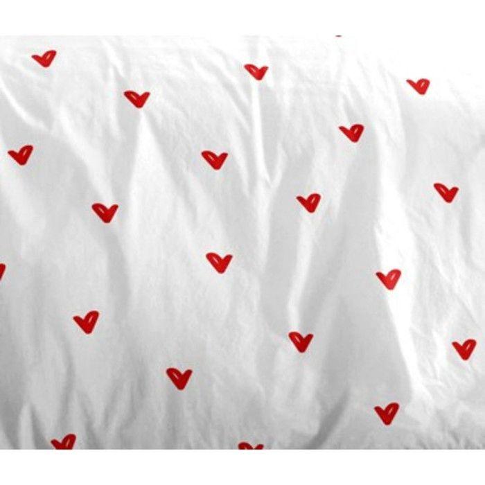 Parure de draps 4P "Louna" lit 140 x 190 Love Rouge Coton Pur
