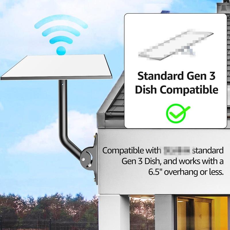 Starlink Gen 3 V3 Receiver Antenna Mount Kit 360 Degree Adjustable Outdoor Use Metal Elbow Wall Bracket Versatile Installation