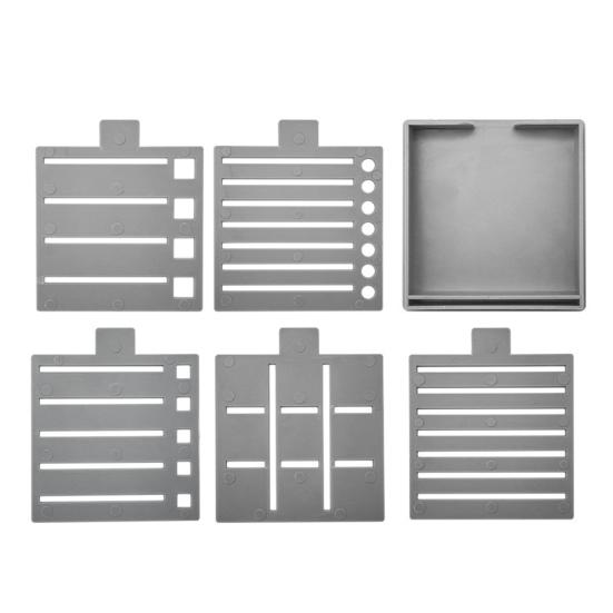 Note Holder for Desk Plastic Note Box with 5 Templates And Clamp Multi-Functional Note Organizer for Office School Home Use