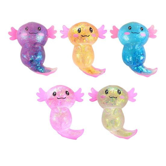 Glitter Salamander Squeeze Toy Stress Relief Cartoon Salamander Sugar Ball Sensory Toy Decompression Clear Animal Fidget Toy