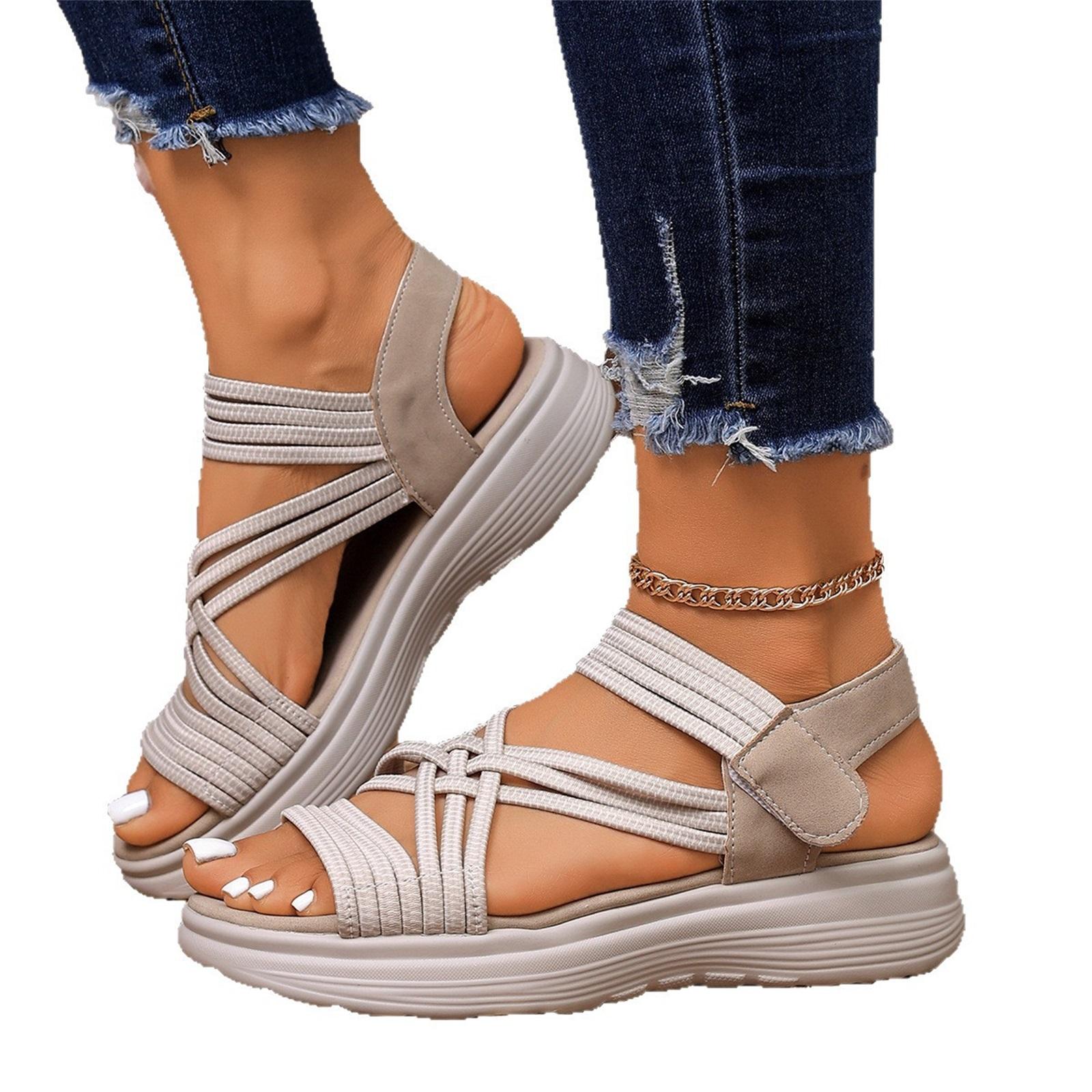 Women s Fashionable Casual Sandals For Plus Sizes 36 бежевый 1690₽