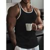 Canotta Sportiva da Fitness da Uomo Slim Fit a Righe Verticali Color Block in Maglia con Schiena a Racer