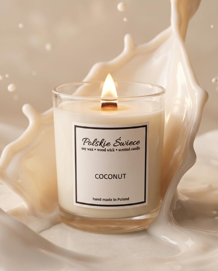 soy candle with wooden wick + COCONUT