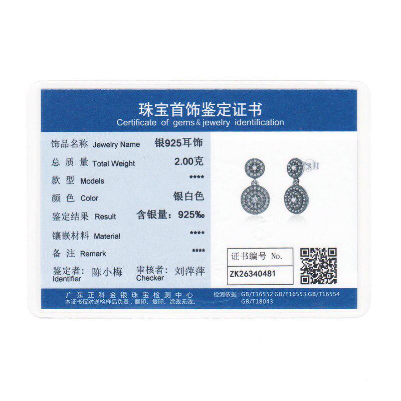 Bamoer Ekte 100 % 925 Sterling Sølv Vintage Elegance øredobber Clear CZ For kvinner Fine smykker