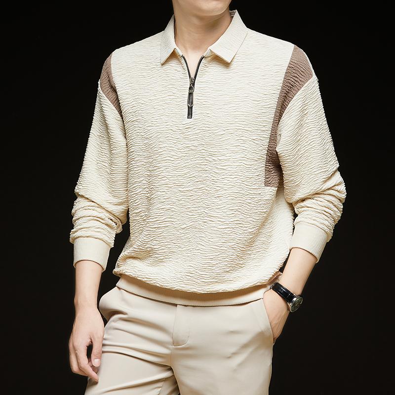 Autumn and Winter Half Zipper Polo Collar Outdoor Commuter T-shirt