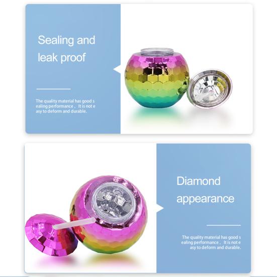 1 Set 600ML Spherical Straw Cup Glitter Flash Plating Disco Ball Light All-Purpose Tumbler Cup Wine for KTV
